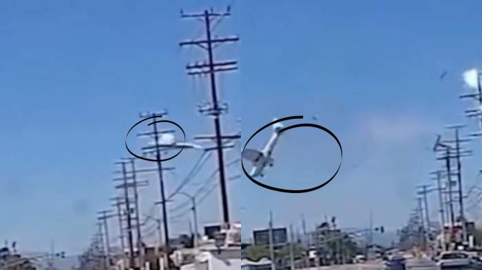 Momentul în care avionul se prăbușește