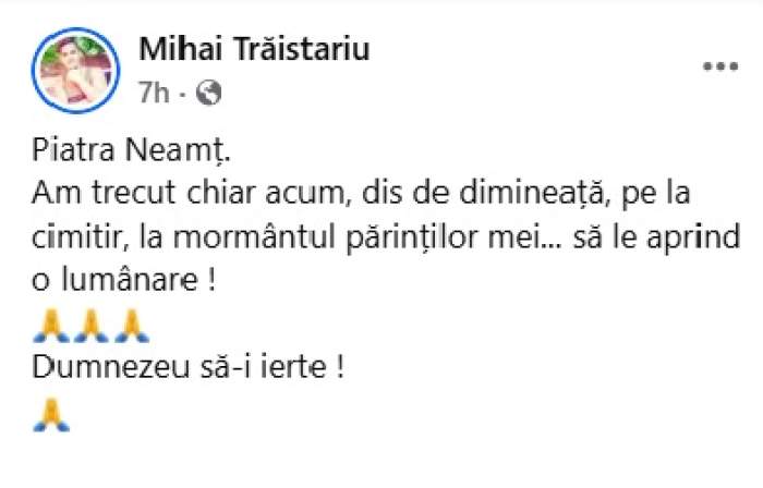 Mihai Trăistariu, gest emoționant pentru regretații săi părinți. Ce a făcut artistul