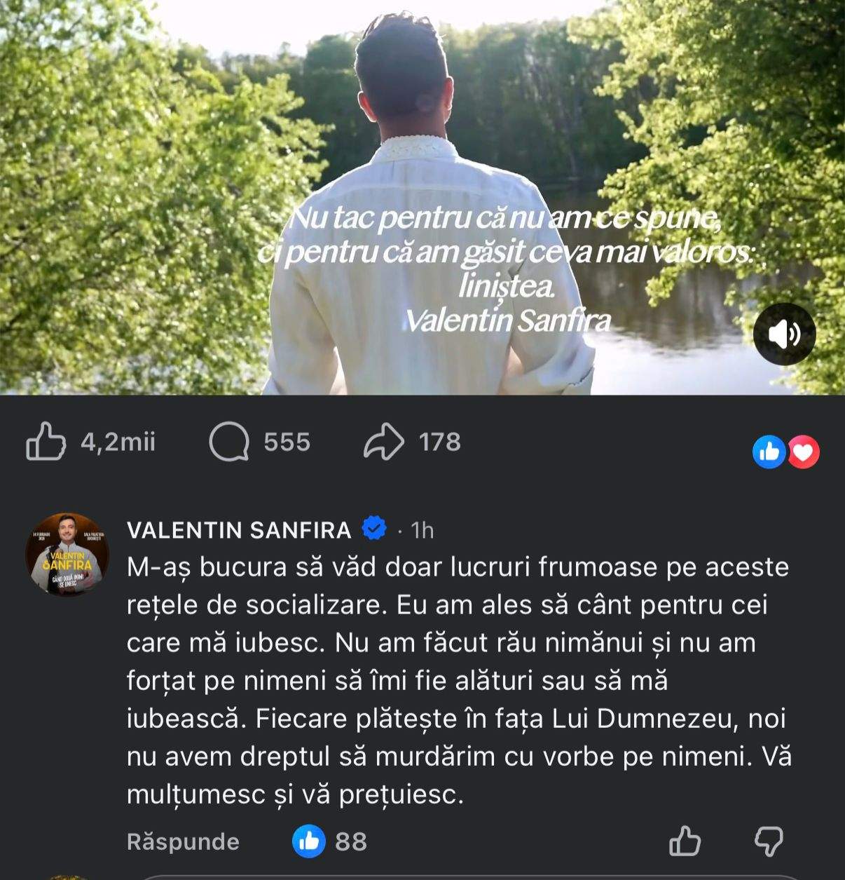 Valentin Sanfira, reacție acidă după divorț. Ce le răspunde celor care îl judecă
