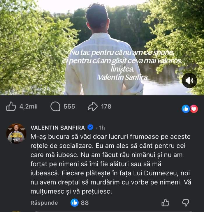 Valentin Sanfira, reacție acidă după divorț. Ce le răspunde celor care îl judecă