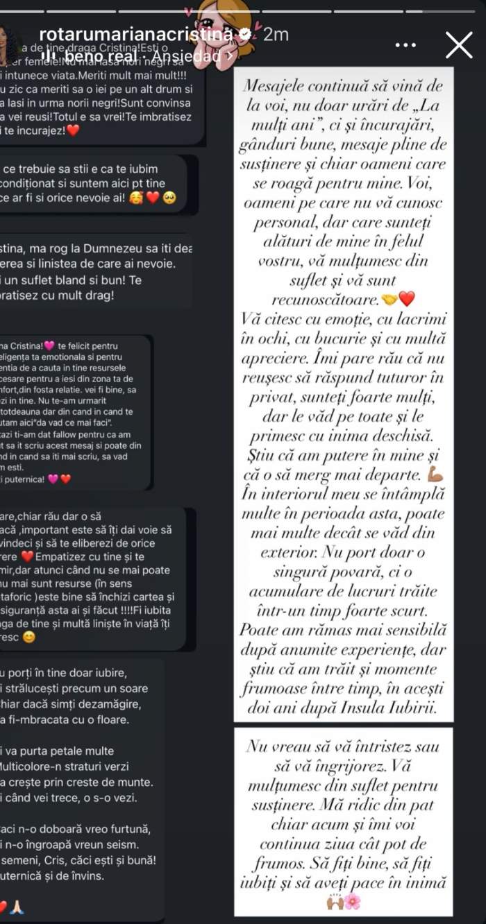 Mesajul Cristinei Petre