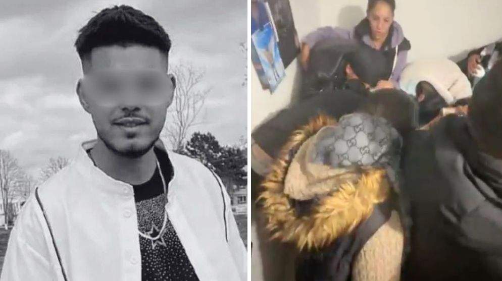 Colaj foto cu tânărul care a murit și priveghiul lui