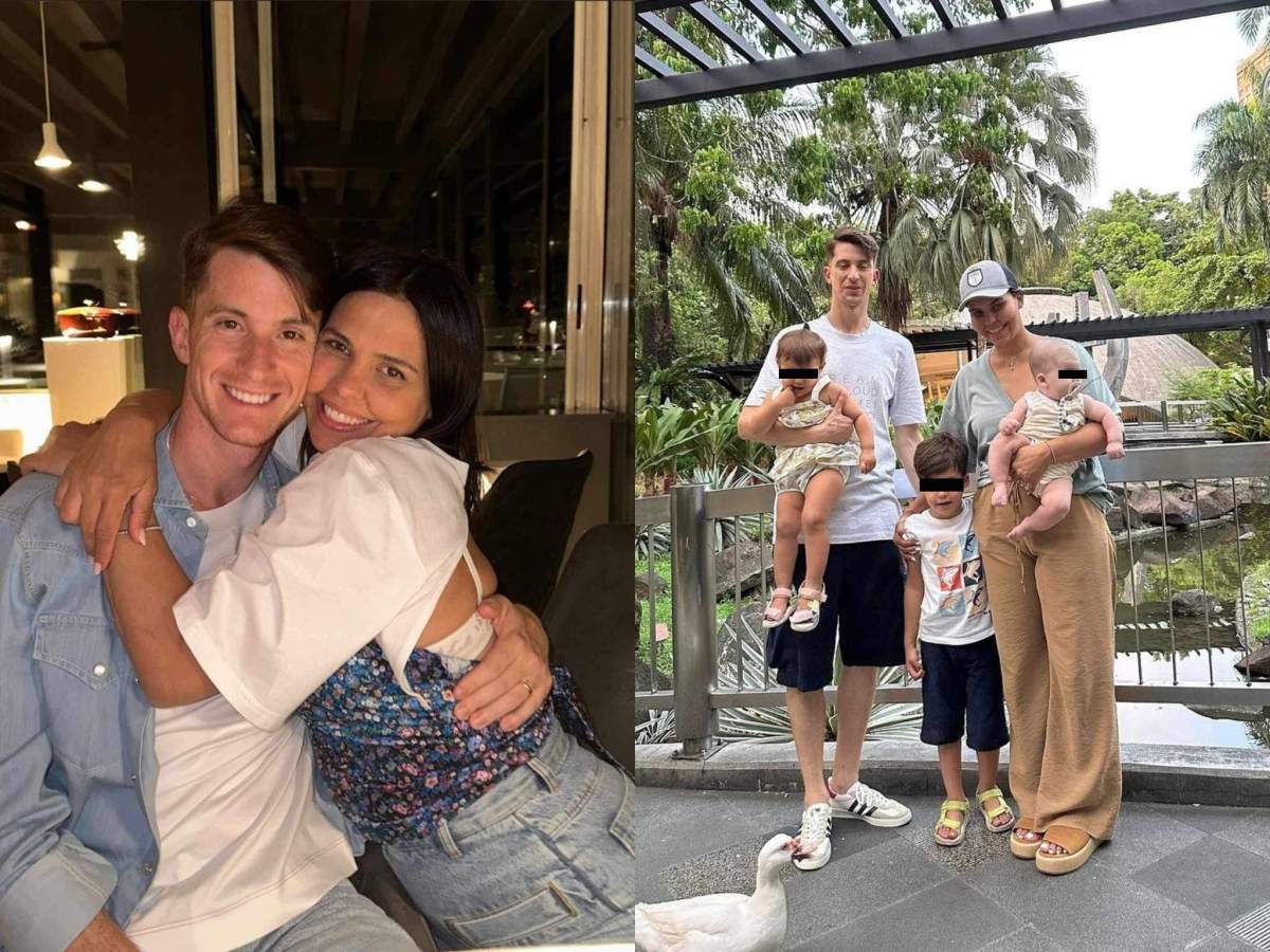 Colaj foto cu Andreea Popescu și Rareș Cojoc, alături de copiii lor