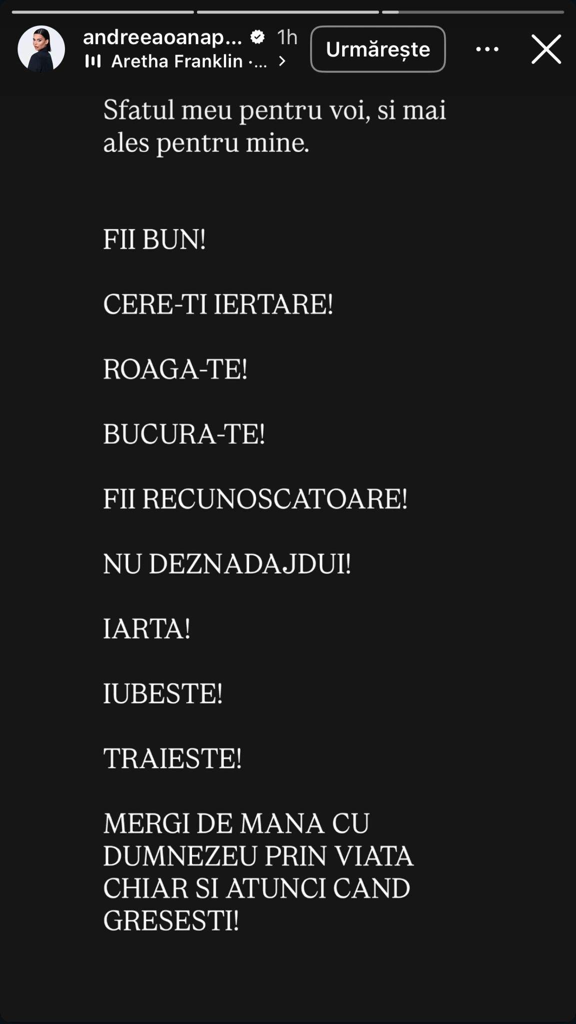 Mesajul Andreei Popescu