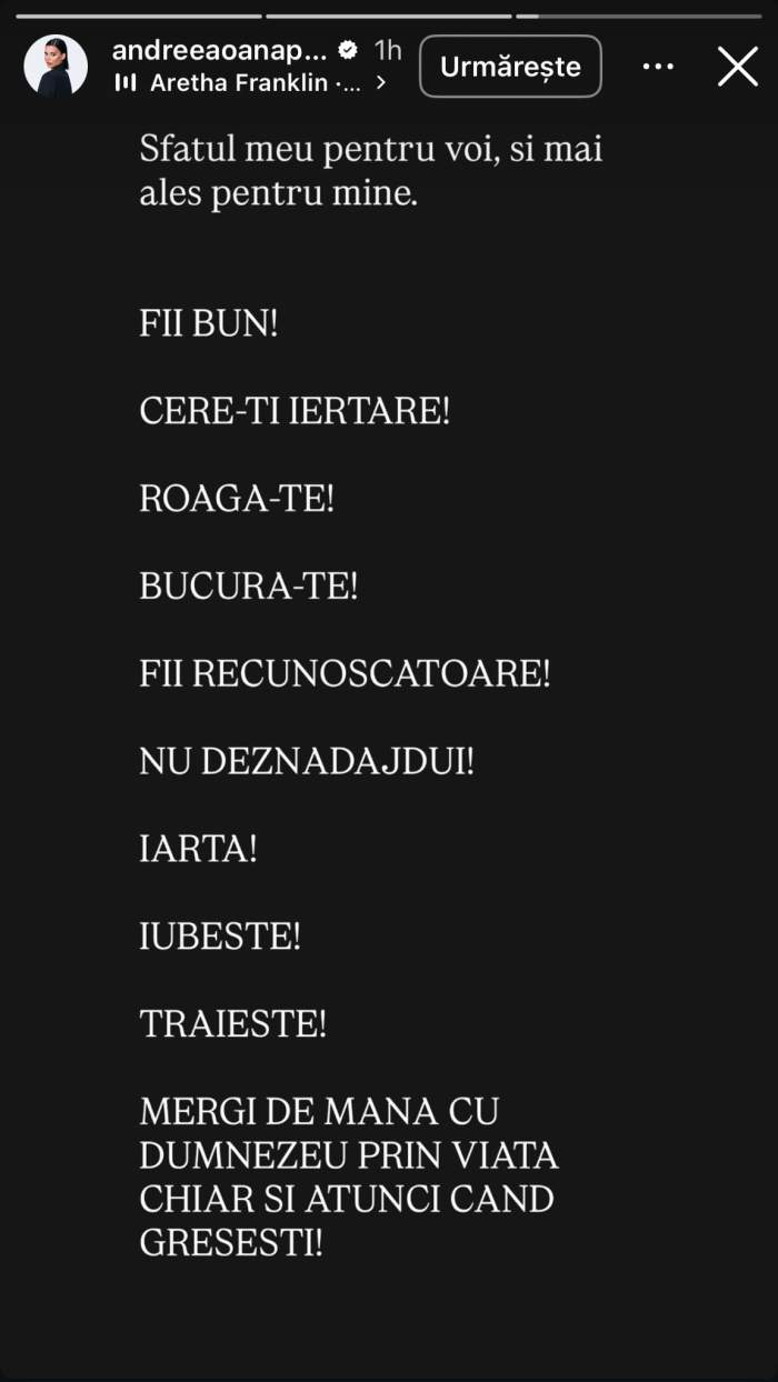 Mesajul Andreei Popescu