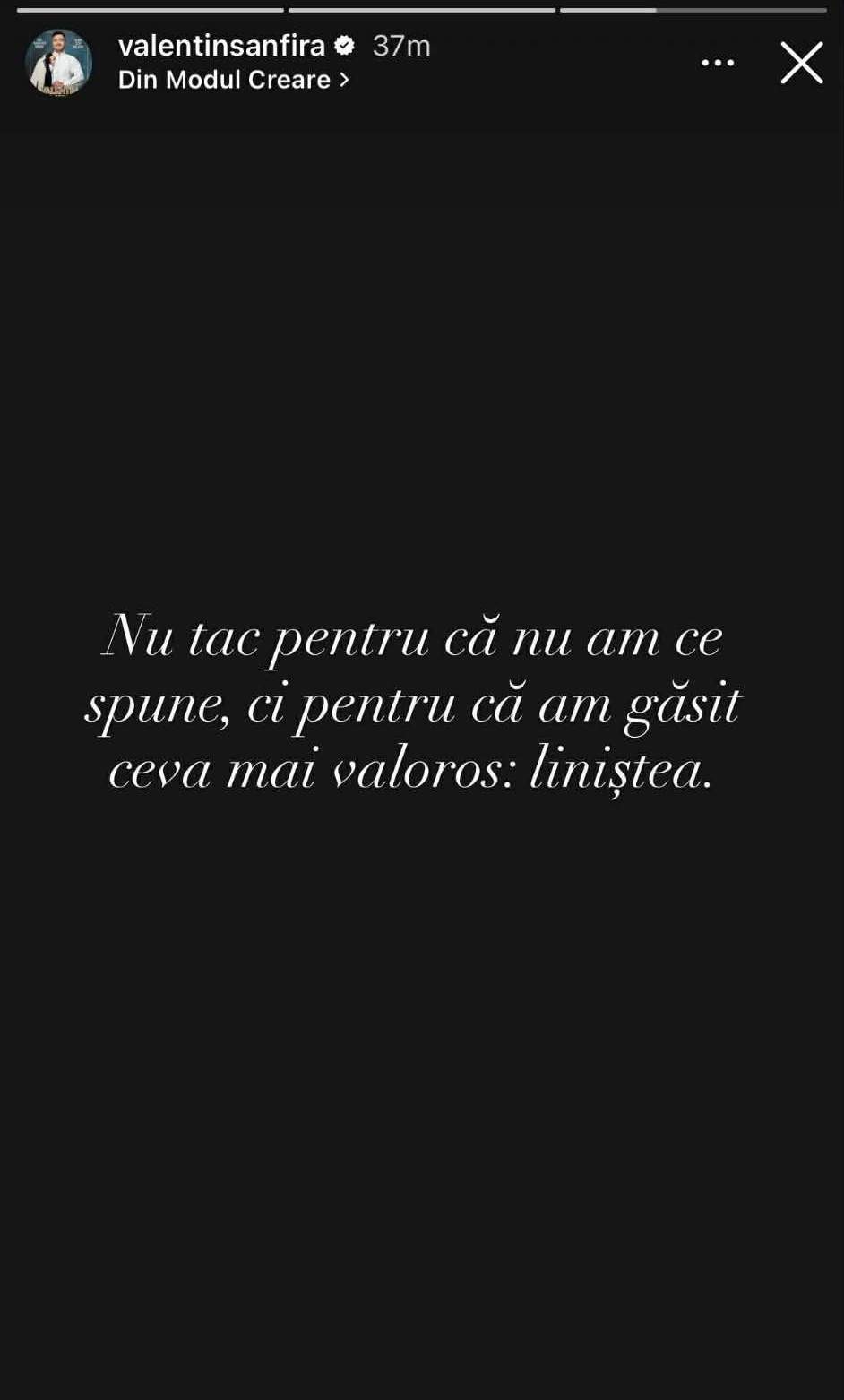 mesajul lui Valentin Sanfira