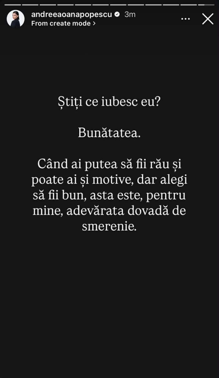 Mesajul puternic transmis de Andreea Popescu