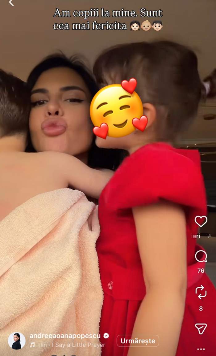 Andreea Popescu, alături de doi dintre copiii ei