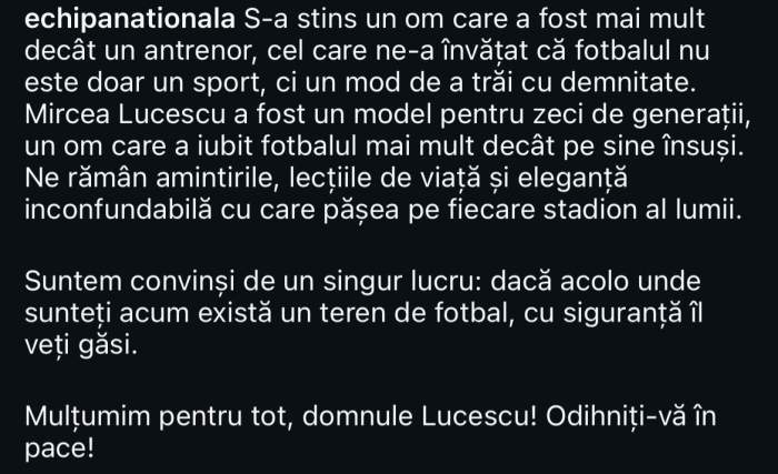Val de mesaje emoționante după moartea lui Mircea Lucescu. Simona Halep, Gigi Becali și Traian Băsescu, printre cei care îl plâng