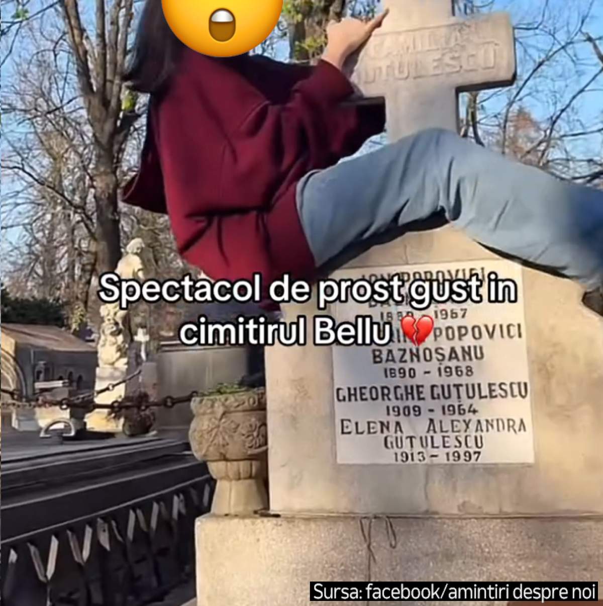 Imaginile care te vor revolta! O tânără a făcut show grotesc în cimitirul Bellu