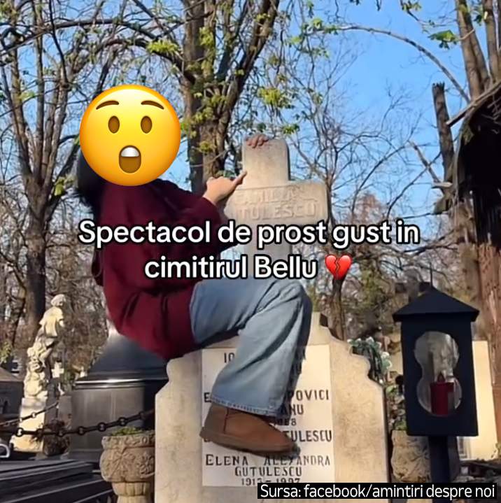 Imaginile care te vor revolta! O tânără a făcut show grotesc în cimitirul Bellu