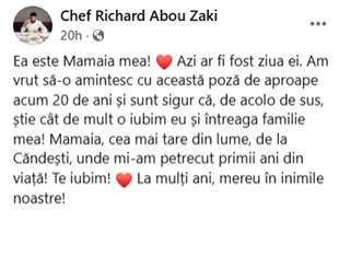 Chef Richard Abou Zaki, imagine rară alături de bunica lui. Mesajul emoționant transmis de juratul de la Chefi la cuțite