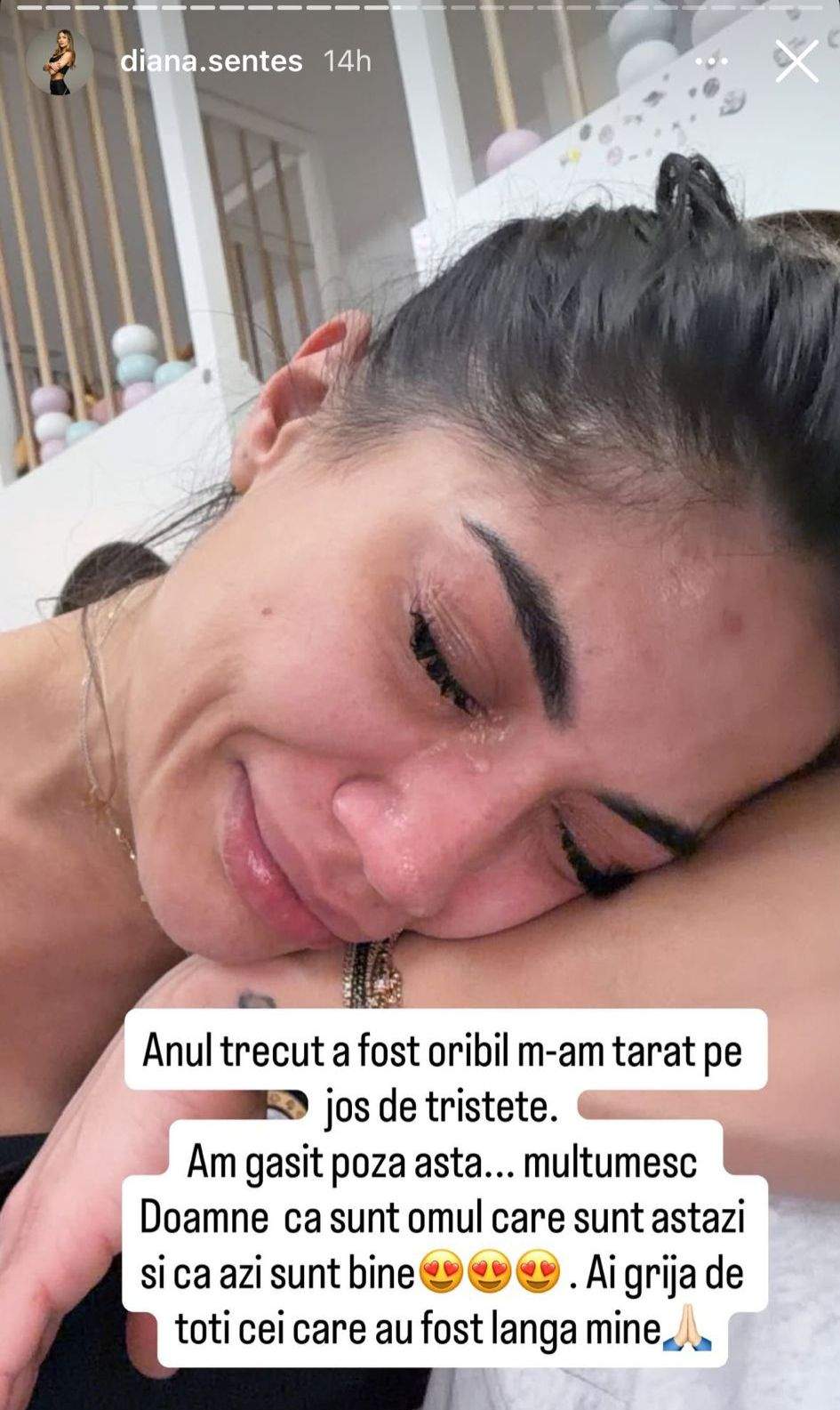 Diana Senteș, plângând