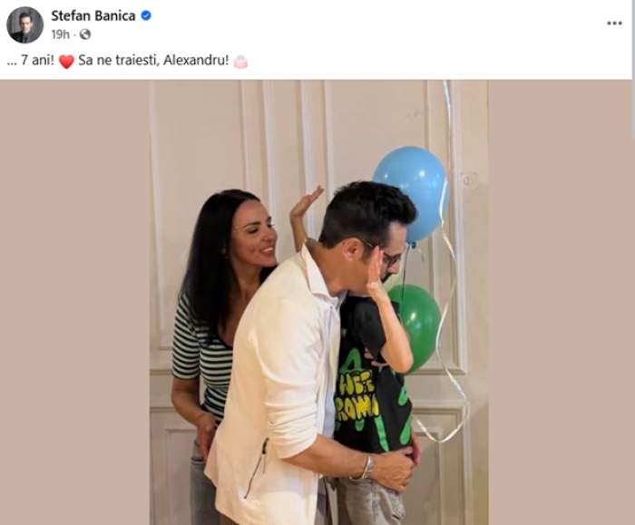 Ștefan Bănica și Lavinia Pîrva, ipostază emoționantă de ziua de naștere a fiului lor. Alexandru a împlinit 7 ani