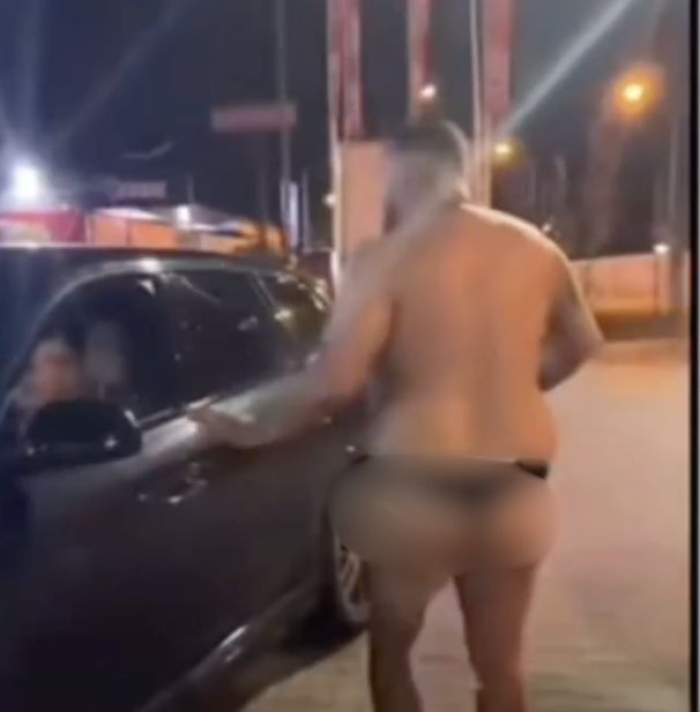 "Regele TikTok-ului", dezbrăcat în plină stradă! Alin Borcan a purtat doar o pereche de bikini