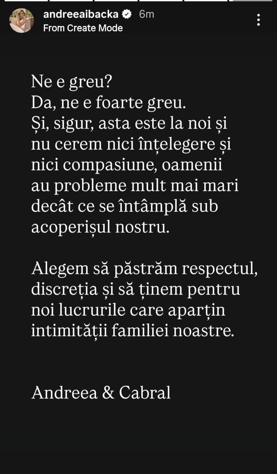 Andreea Ibacka a confirmat divorțul de Cabral! Primele declarații ale vedetei