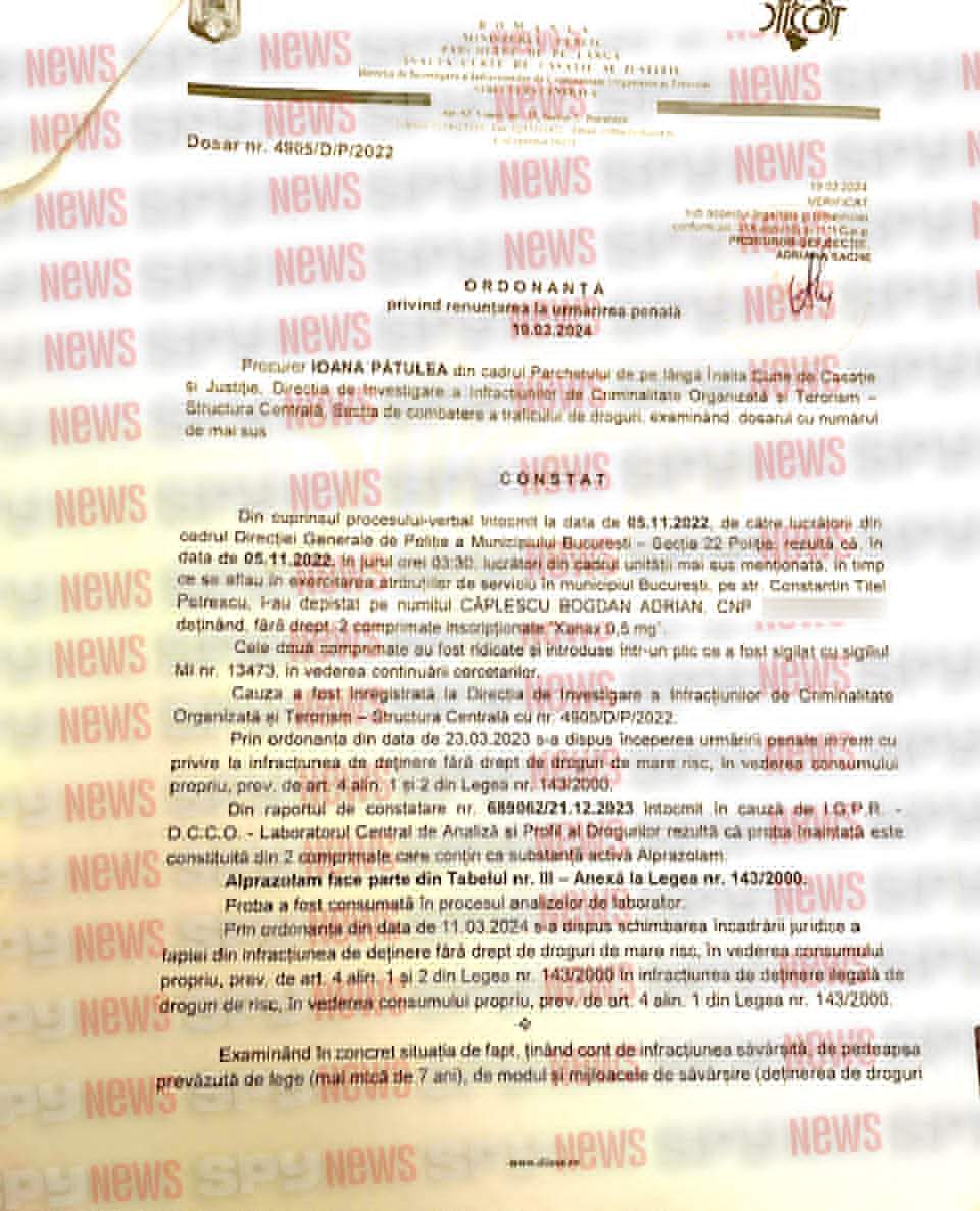 Adevărul despre Bogdan Căplescu și episodul cu substanțe interzise! Ce scrie în dosarul de la DIICOT
