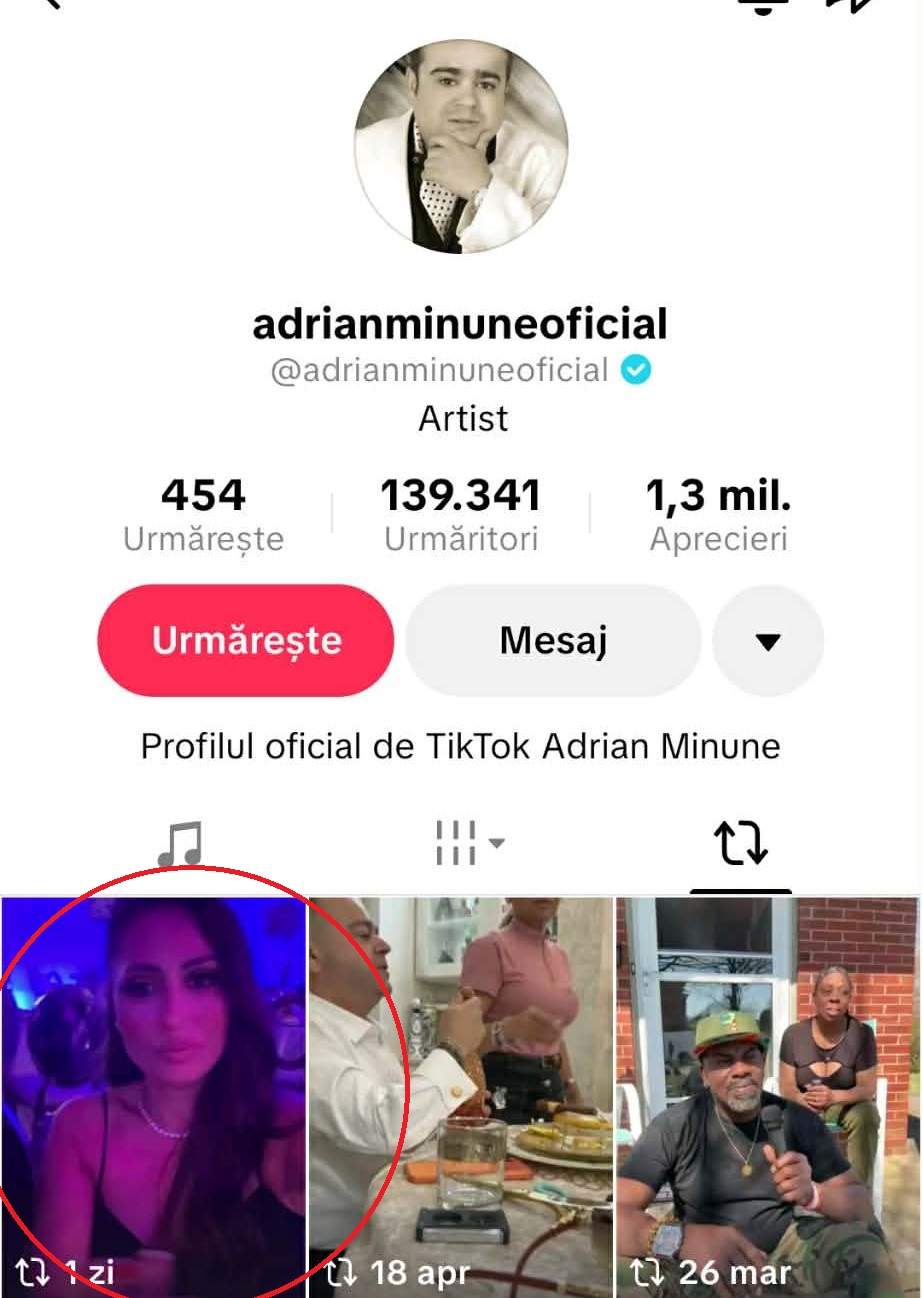 profilul lui Adrian Minune de TikTok