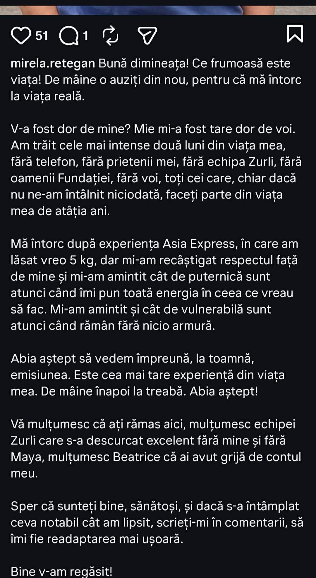 mesajul Mirelei Retegan