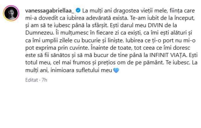 Vanessa, declarație siropoasă de dragoste pentru BDLP de ziua lui de naștere. Cântărețul împlinește 30 de ani