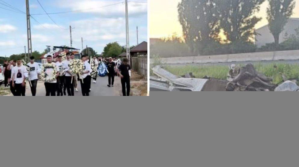 Colaj foto cu înmormântarea tânărului mort în accidentul din Brăila
