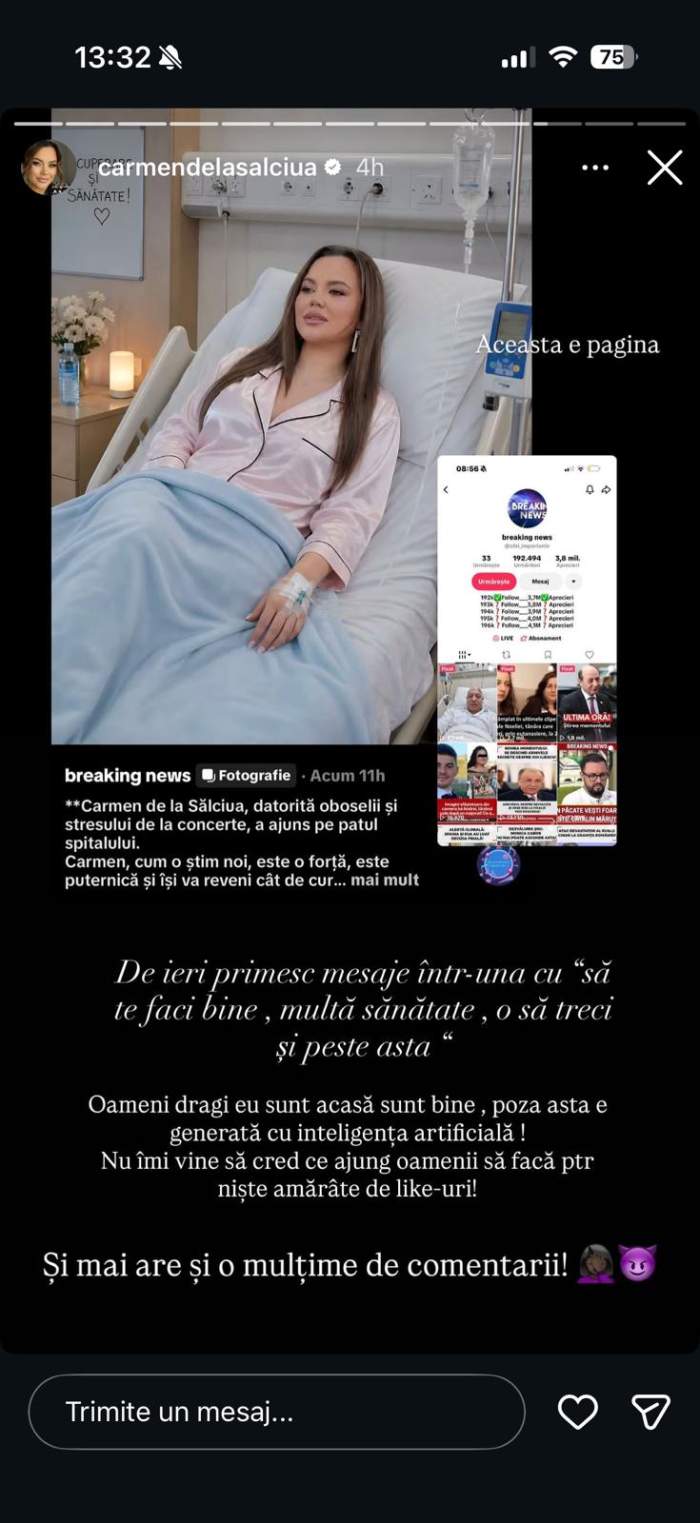 Carmen de la Salciua pe patul de spital