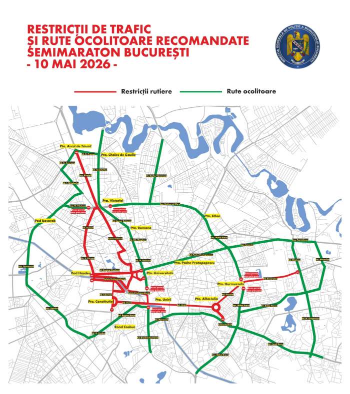 Restricții în București în acest weekend. Ce trebuie să știe șoferii și pietonii