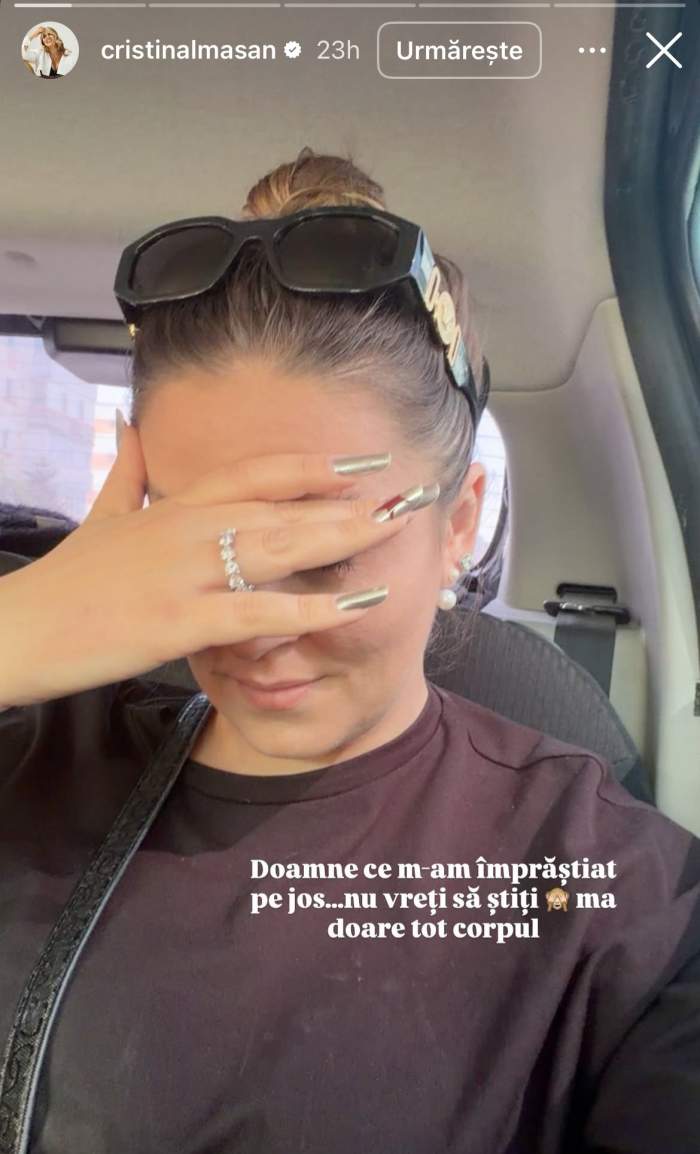 Cristina Almășan, în mașină