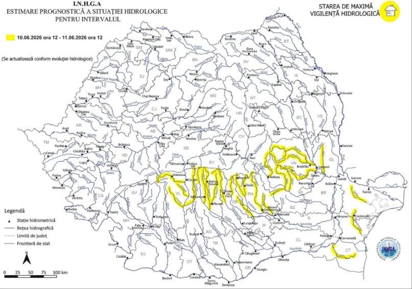 Inundații în 14 județe din România. Hidrologii au emis cod galben. Unde vor lovi puhoaiele