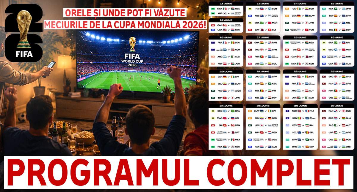 Programul complet al meciurilor la Cupa Mondială 2026! Orele și unde pot fi văzute