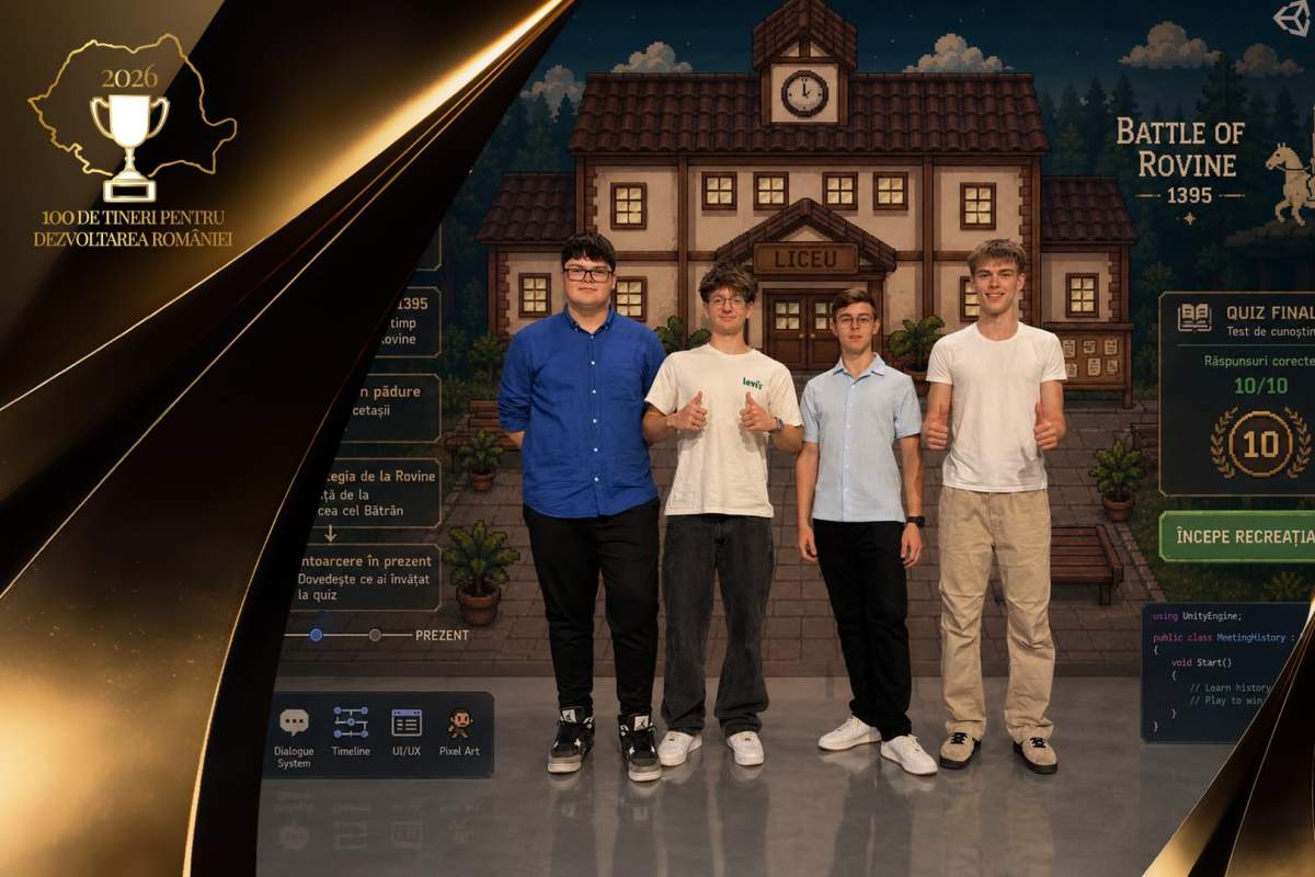 Genial! Patru elevi au dat lovitura cu jocul „Meeting History”! Invenția i-a propulsat direct în campania „100 de tineri pentru dezvoltarea României”