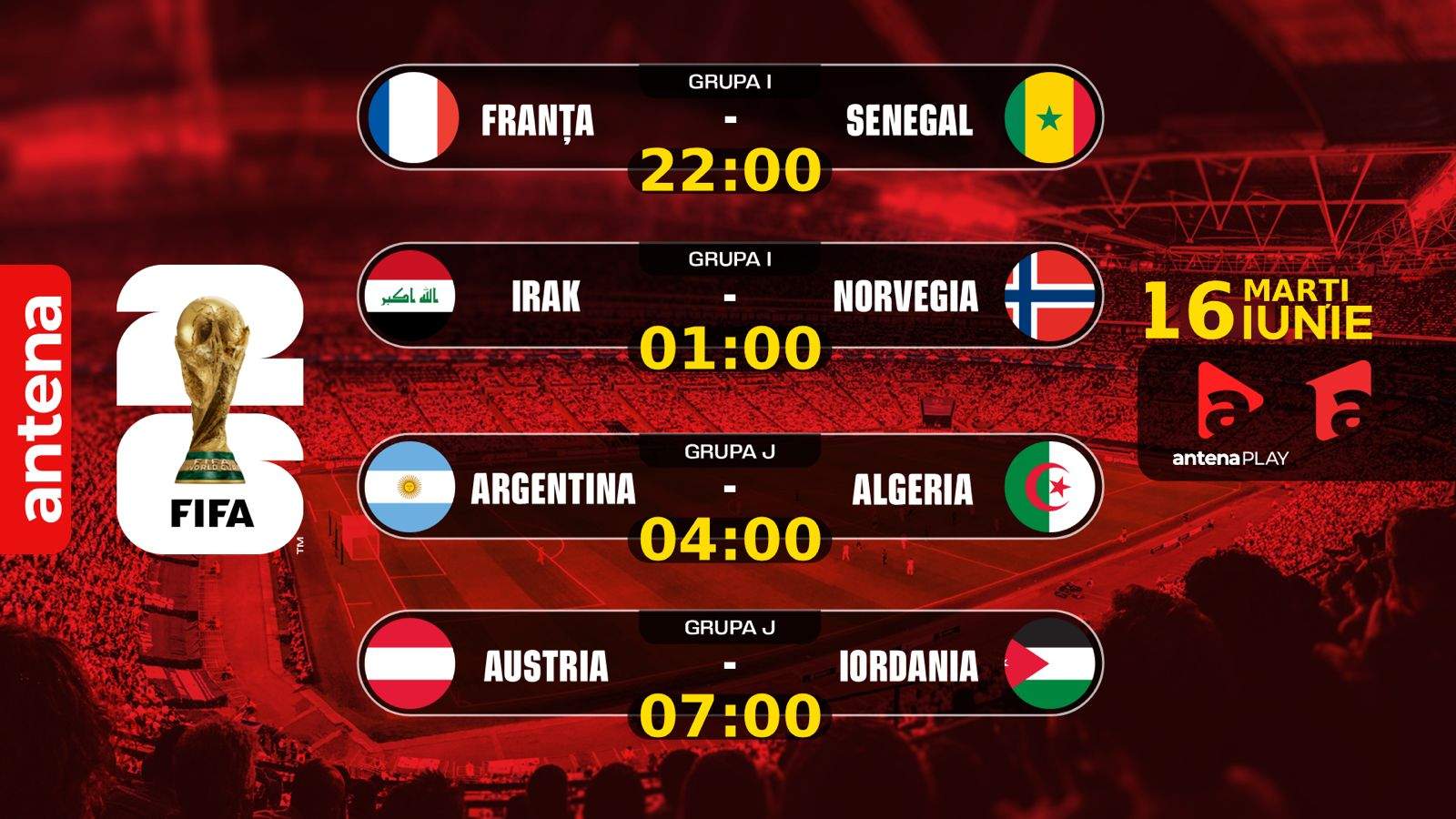 Prima mare surpriză a Mondialului, în cea de-a cincea zi lider detaşat de audiență la Antena 1