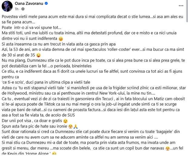 Oana Zăvoranu, confesiuni emoționante de ziua ei! Frumoasa actriță a împlinit azi 53 de ani