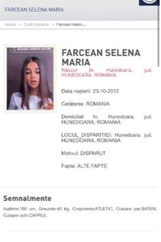 Dacă ai văzut-o pe fata din imagine, sună la 112! Farcean Selena Maria, din Hunedoara, are 13 ani și a fost dată dispărută