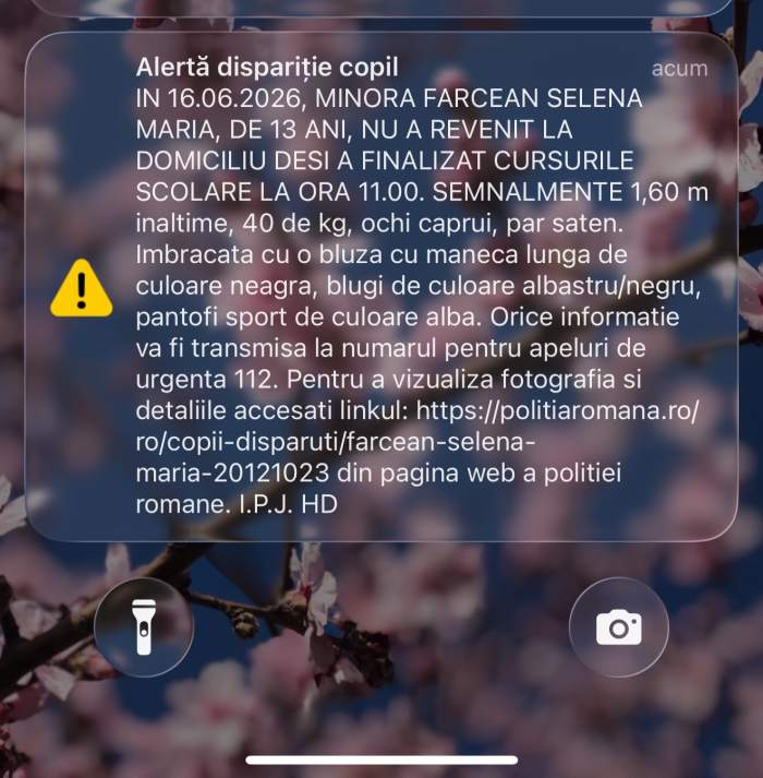 Dacă ai văzut-o pe fata din imagine, sună la 112! Farcean Selena Maria, din Hunedoara, are 13 ani și a fost dată dispărută