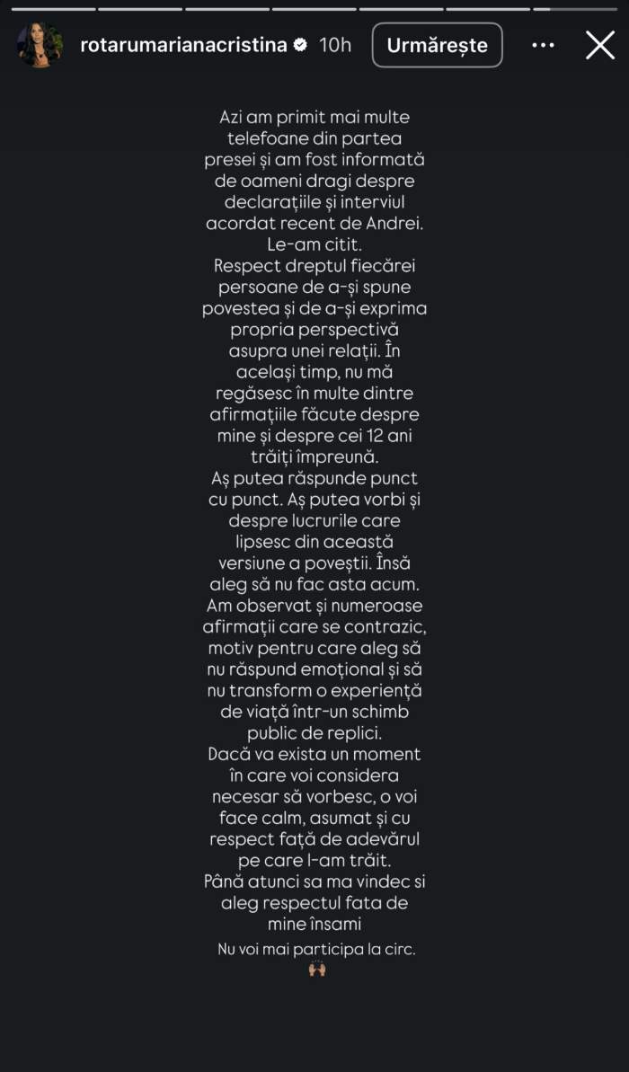 Mesajul Cristinei Petre