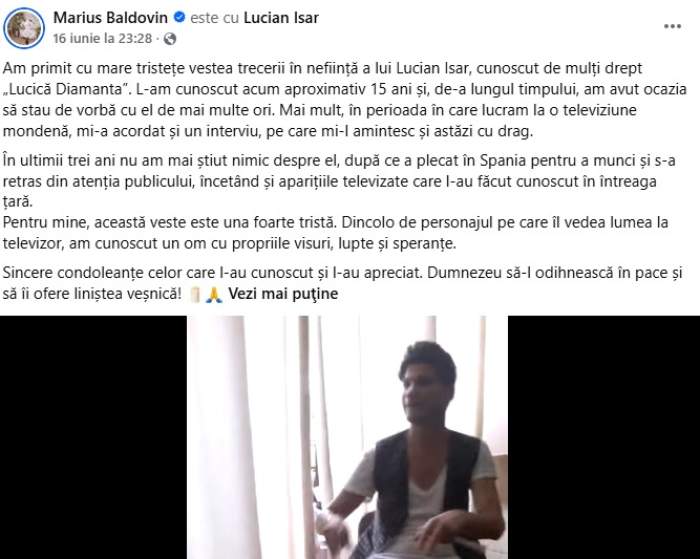 Mesajul lui Marius Baldovin