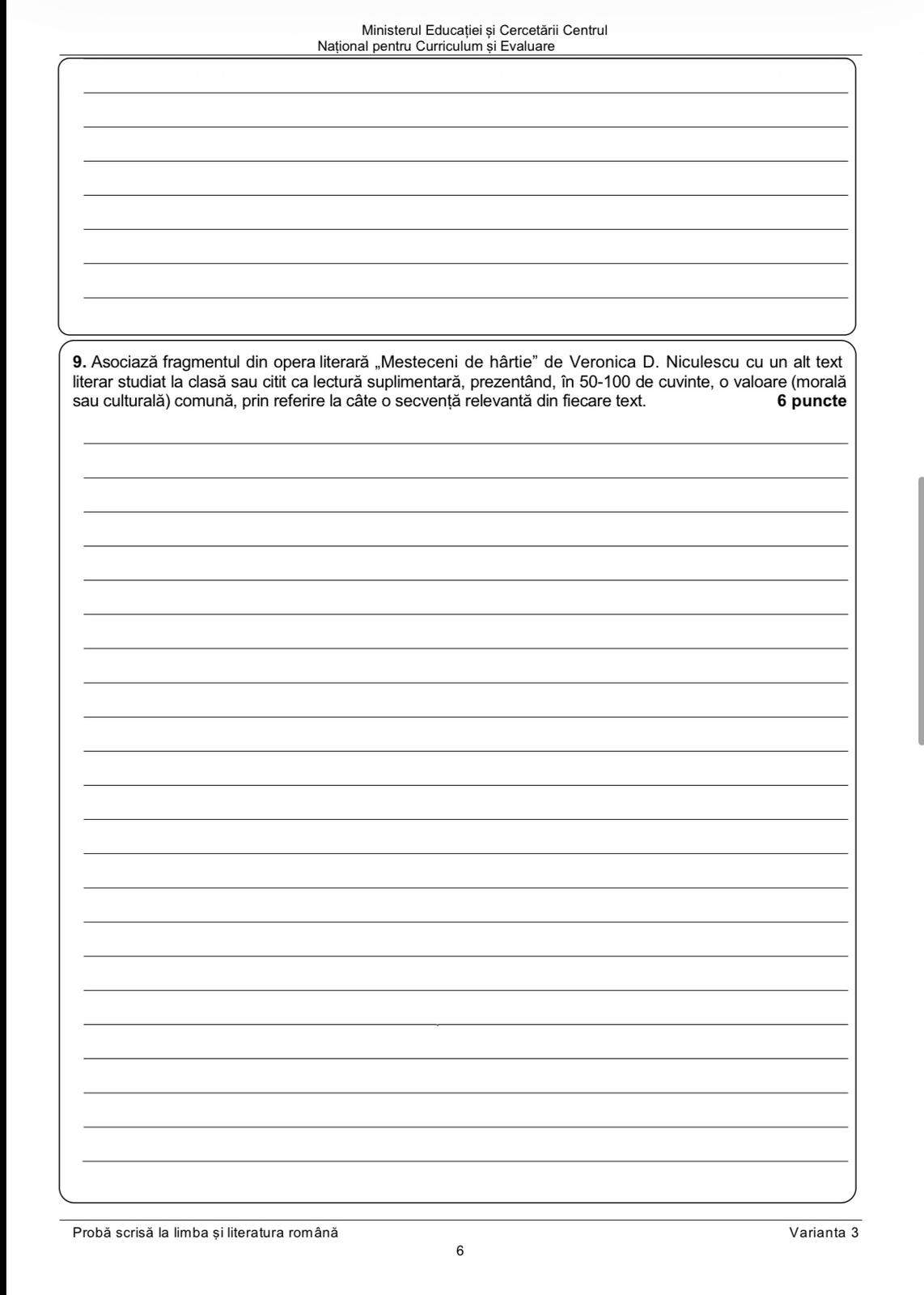 Evaluarea Națională 2026. Ce subiecte au primit elevii la Limba și Literatura română