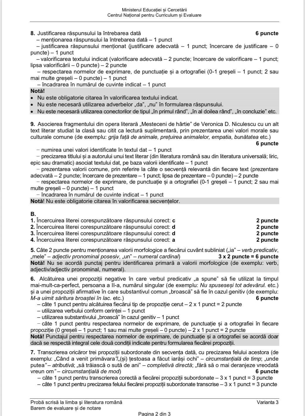 Evaluarea Națională 2026. Baremul la Limba și literatura română