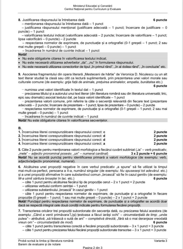 Evaluarea Națională 2026. Baremul la Limba și literatura română