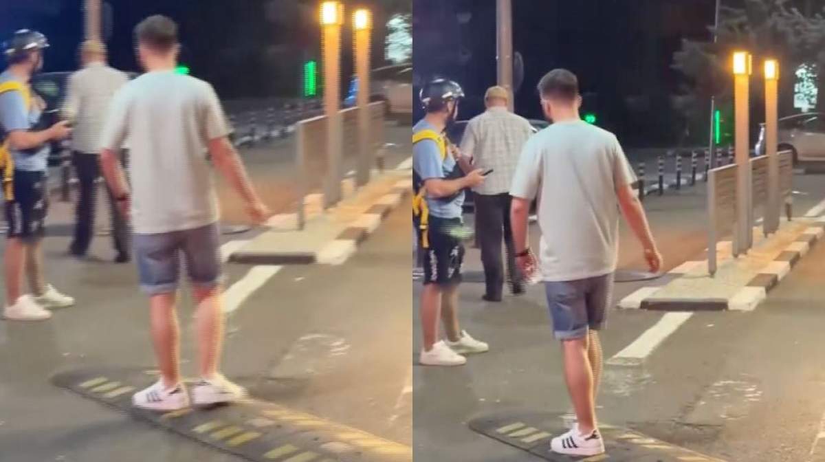 Colaj foto cu momentul în care un bărbat ar fi dat cu spray paralizat către angajații unui fast food