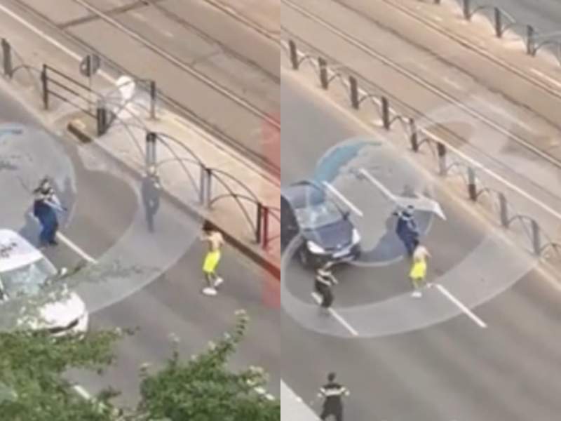Primele imagini cu tânărul care și-a înjunghiat tatăl în București! Polițiștii au tras mai multe focuri de armă | FOTO