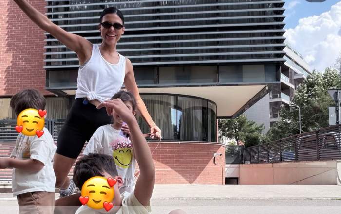 Andreea Popescu, alături de copiii ei