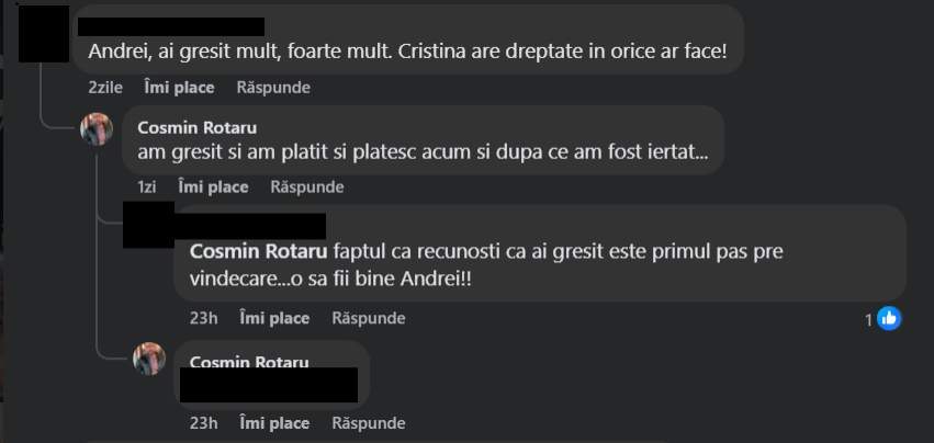Reacția lui Andrei Rotaru, după ce i s-a spus că i-a greșit mult Cristinei Petre. S-au despărțit după 2 ani de la ultima împăcare