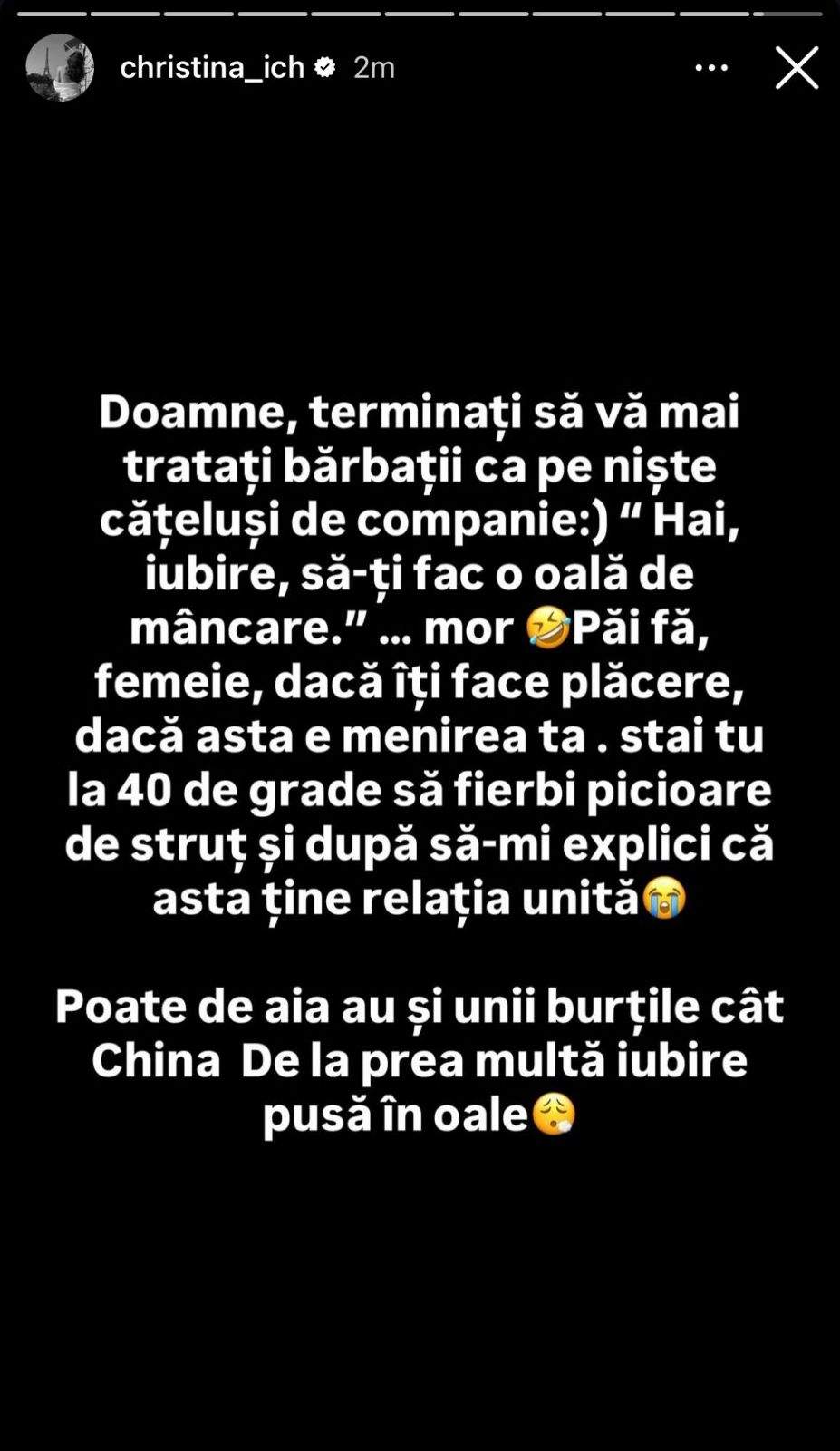 „Nu trebuie să alegem între erotism și borș!”. Christina Ich, dezlănțuită după criticile primite: „Bărbatul meu știe foarte bine numărul de la livrari”