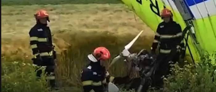 Incident în aer! Un planor a aterizat forțat pe un câmp, în Argeș. Un bărbat a fost rănit