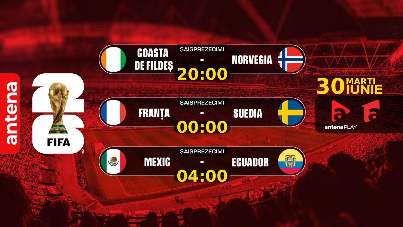 Brazilia, Paraguay și Maroc, ȋn optimile Campionatului Mondial, ȋn cea de-a 19-a zi lider de audienţă la Antena 1
