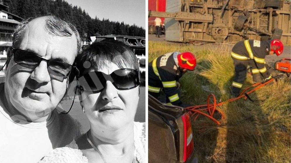 Colaj foto cu victimele accidentului din Brăila și mașina lor devastată