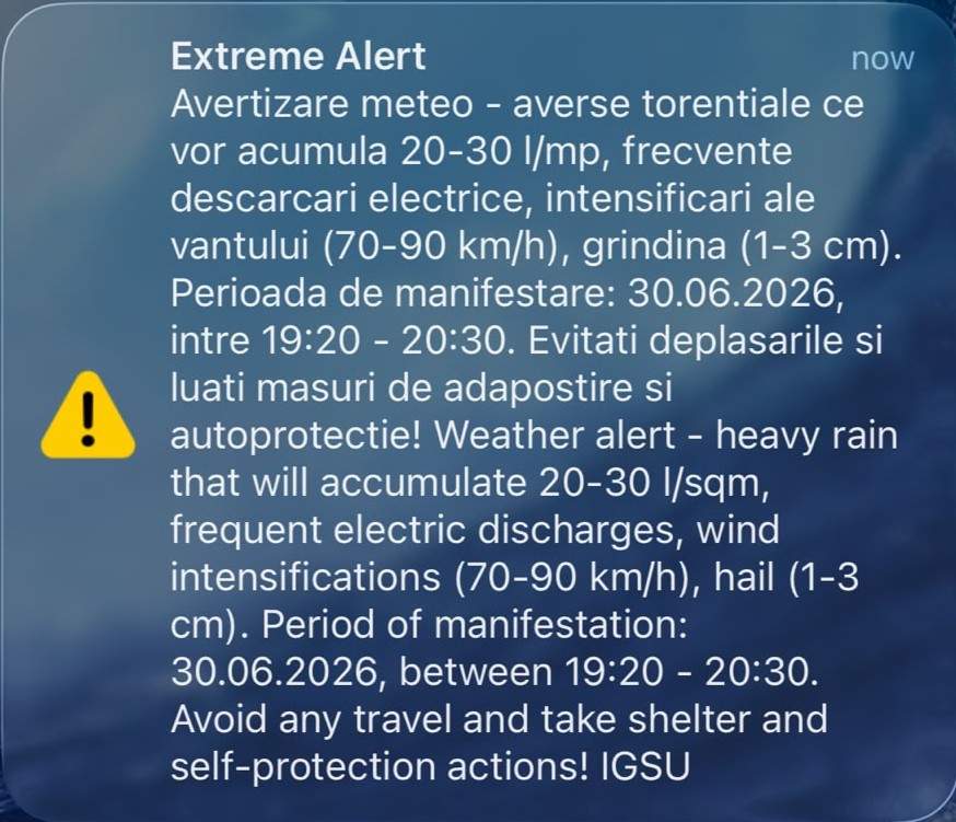 Furtună puternică în București și Ilfov! A fost emis mesaj RO-Alert