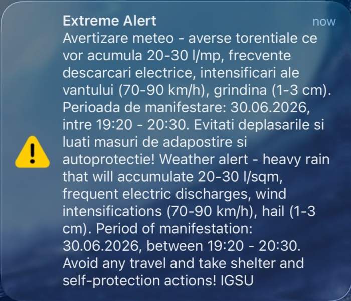 Furtună puternică în București și Ilfov! A fost emis mesaj RO-Alert